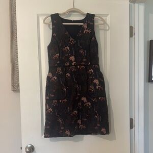 Ann Taylor Navy Dress with Pink Floral Design